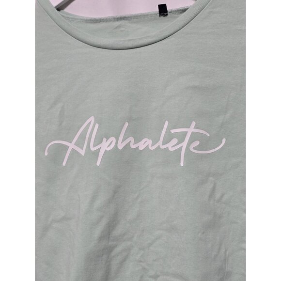 Alphalete Cropped Signature Logo Tee Green Size Large - Picture 2 of 5